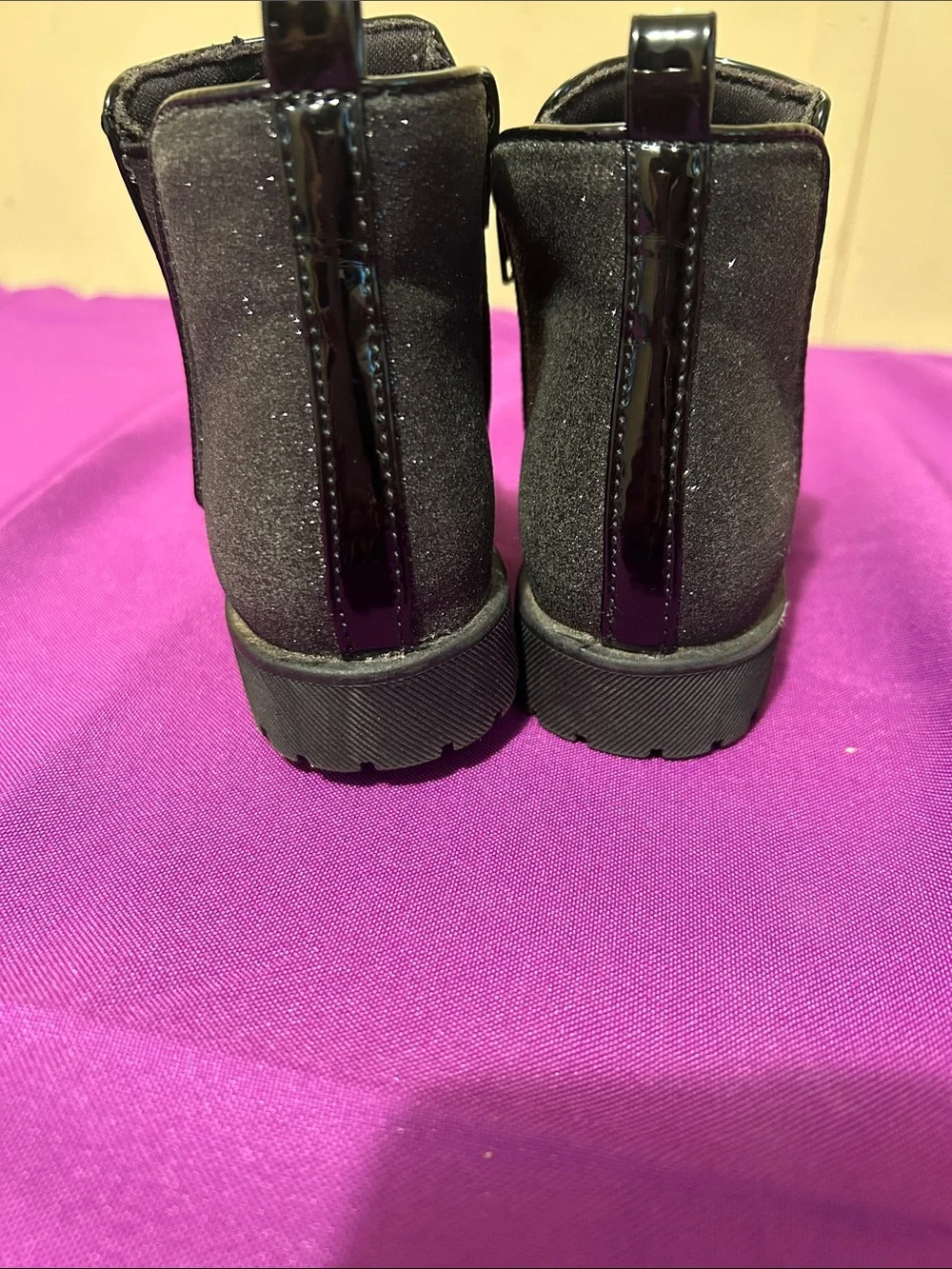 Toddler Black Patent Zip Side Ankle Boots